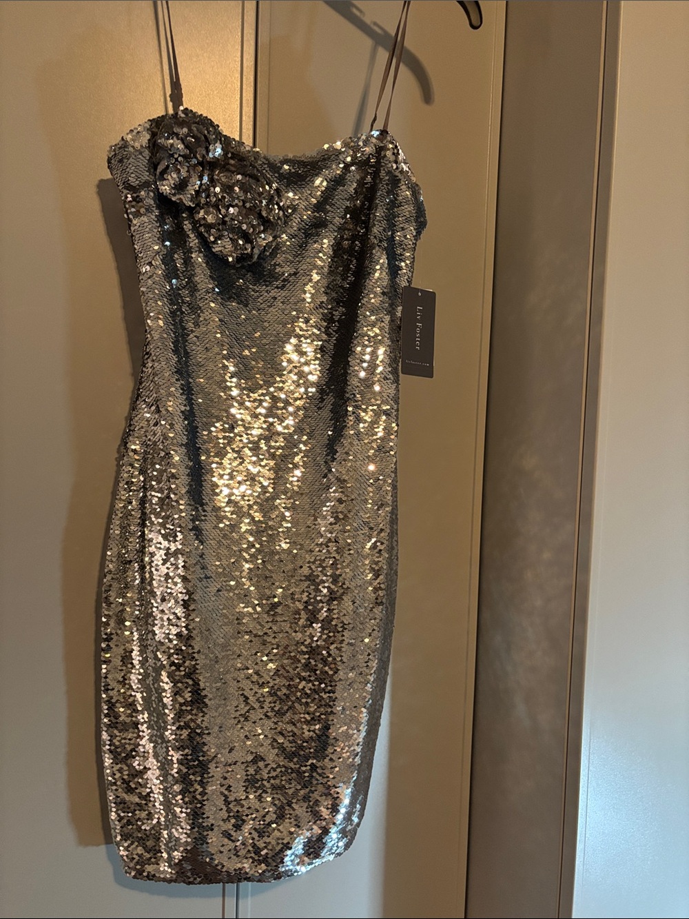 Liv Foster Sequin Slip Dress - Silver - Picture 4 of 12
